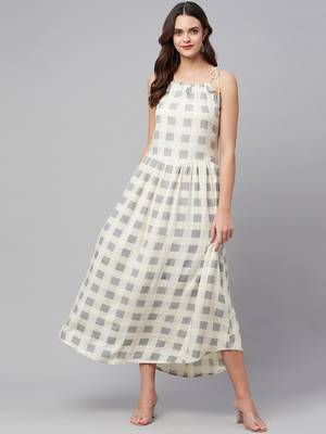 White printed cotton maxi-dresses 1