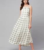 White printed cotton maxi-dresses