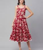 Red printed cotton maxi-dresses