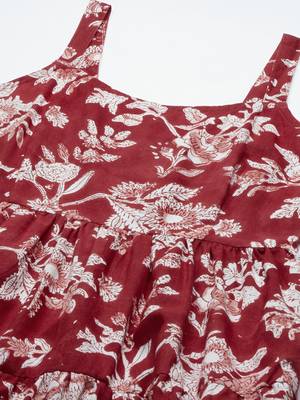 Red printed cotton maxi-dresses 2