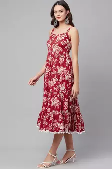 Red printed cotton maxi-dresses