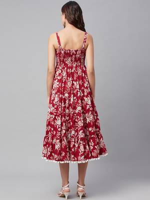 Red printed cotton maxi-dresses 4