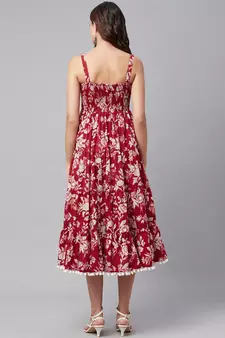 Red printed cotton maxi-dresses