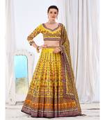 Wedding Designer Yellow Chinon Lehengha Choli
