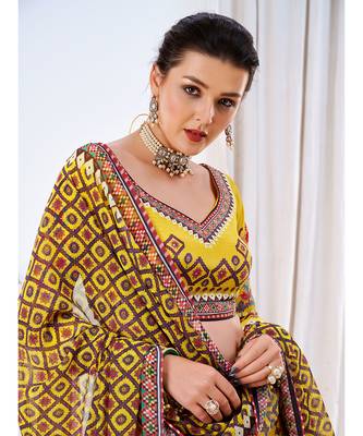 Wedding Designer Yellow Chinon Lehengha Choli 2