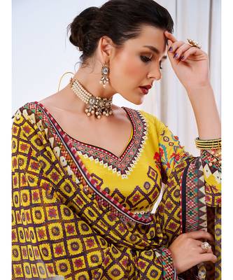 Wedding Designer Yellow Chinon Lehengha Choli 5