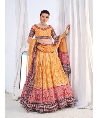 Wedding Designer Yellow Chinon Lehengha Choli 1