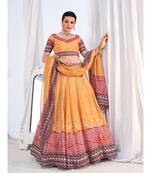 Wedding Designer Yellow Chinon Lehengha Choli