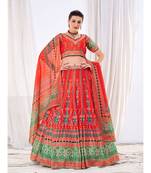Wedding Designer Red  Chinon Lehengha Choli