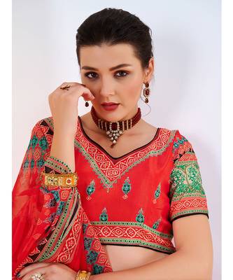 Wedding Designer Red  Chinon Lehengha Choli 2