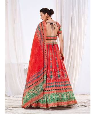 Wedding Designer Red  Chinon Lehengha Choli 5