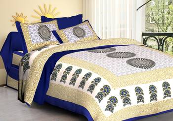 Jaipuri Printed Pure Cotton Double Bedsheets 1