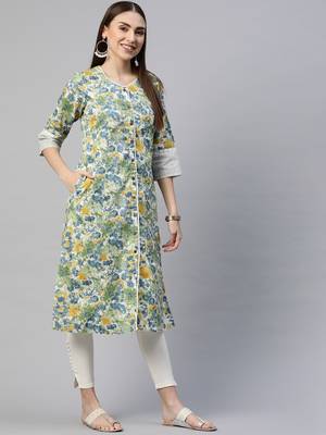 Green printed cotton ethnic-kurtis 3
