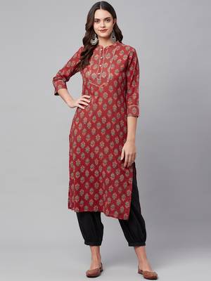 Red printed cotton ethnic-kurtis 1