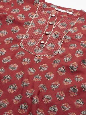 Red printed cotton ethnic-kurtis 2