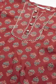 Red printed cotton ethnic-kurtis