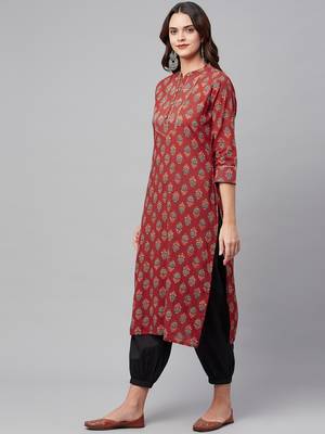 Red printed cotton ethnic-kurtis 3