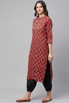 Red printed cotton ethnic-kurtis