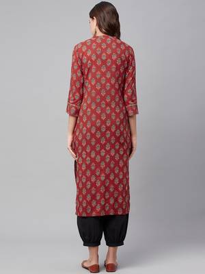 Red printed cotton ethnic-kurtis 4