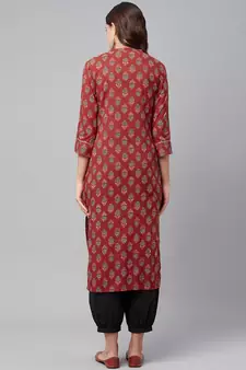 Red printed cotton ethnic-kurtis