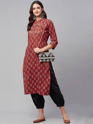 Red printed cotton ethnic-kurtis 5