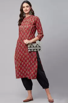 Red printed cotton ethnic-kurtis