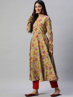Green printed cotton ethnic-kurtis 3