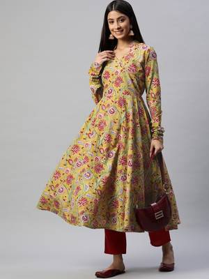 Green printed cotton ethnic-kurtis 5