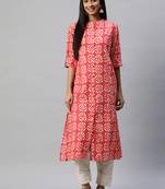 Pink printed cotton ethnic-kurtis