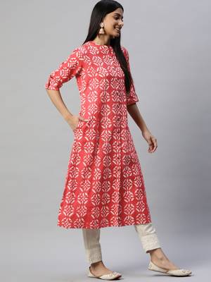 Pink printed cotton ethnic-kurtis 3