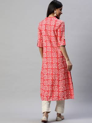 Pink printed cotton ethnic-kurtis 4