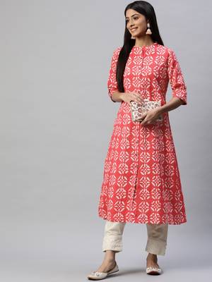 Pink printed cotton ethnic-kurtis 5