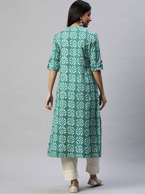 Green printed cotton ethnic-kurtis 4