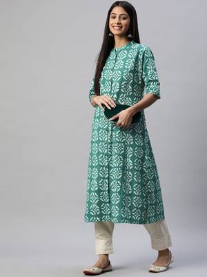 Green printed cotton ethnic-kurtis 5