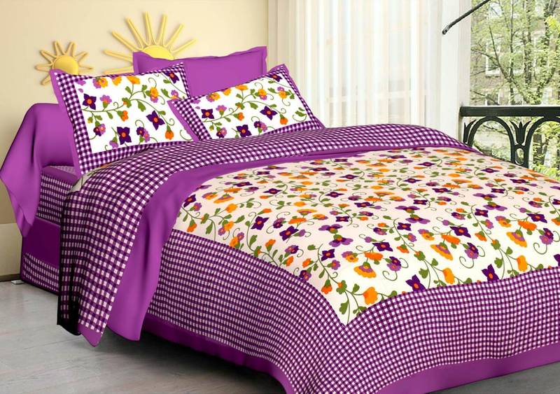 sanganeri printed double bedsheet