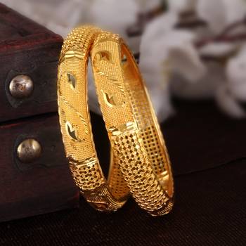 Sukai Jewels Ethnic Traditional Festive Wear Gold Plated Bangles for Women and Girls (Pack of 2) 3