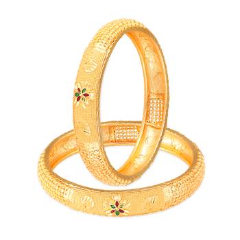 Sukai Jewels Ethnic Floral Design Traditional Festive Wear Gold Plated Bangle for Women and Girls (Pack of 2)  1