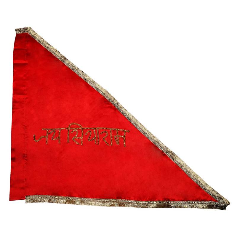 Rolimoli Red Jai Siya Ram Flag Jhanda Outdoor Flag/Full Size Jhanda/Jhanda for Temple (1.10 Meter)