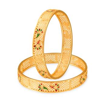 Sukai Jewels Ethnic Traditional Festive Wear Design Gold Plated Bangle for Women and Girls (Pack of 2) 1