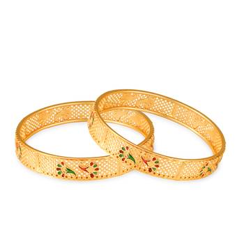 Sukai Jewels Ethnic Traditional Festive Wear Design Gold Plated Bangle for Women and Girls (Pack of 2) 2