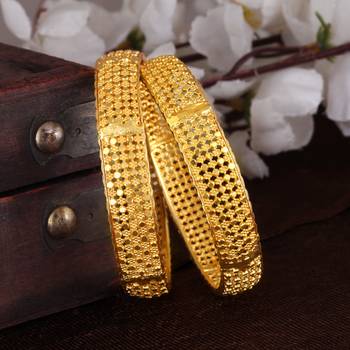 Sukai Jewels Ethnic Traditional Festive Wear Gold Plated Bangles for Women and Girls (Pack of 2) 3