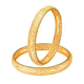 Sukai Jewels Ethnic Traditional Festive Wear Gold Plated Bangles for Women and Girls (Pack of 2) 1