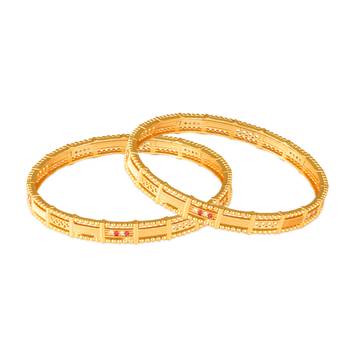 Sukai Jewels Ethnic Traditional Festive Wear Design Gold Plated Bangle for Women and Girls (Pack of 2) 2