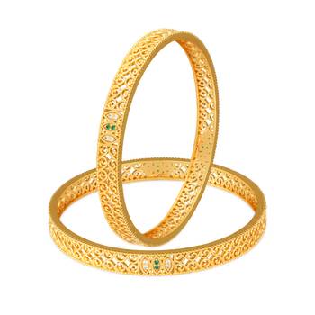 Sukai Jewels Ethnic Traditional Festive Wear Gold Plated Bangles for Women and Girls (Pack of 2)  1