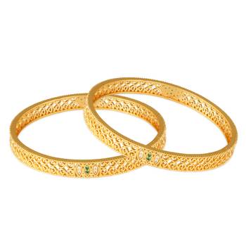 Sukai Jewels Ethnic Traditional Festive Wear Gold Plated Bangles for Women and Girls (Pack of 2)  2