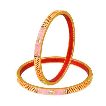 Sukai Jewels Ethnic Traditional Festive Wear Design Gold Plated Bangle for Women and Girls (Pack of 2) 1