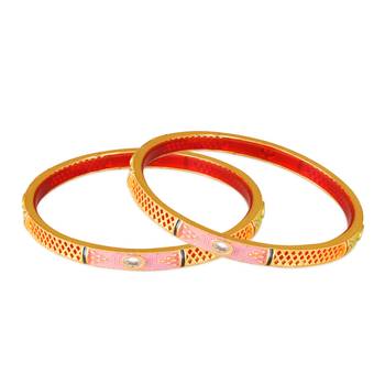 Sukai Jewels Ethnic Traditional Festive Wear Design Gold Plated Bangle for Women and Girls (Pack of 2) 2
