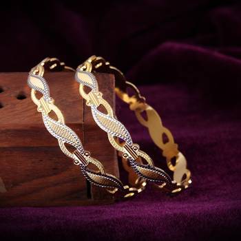 Sukai Jewels Ethnic Traditional Festive Wear Gold Plated Bangles for Women and Girls (Pack of 2) 3