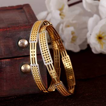 Sukai Jewels Ethnic Traditional Festive Wear Design Gold Plated Bangle for Women and Girls (Pack of 2) 3