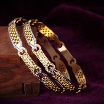 Sukai Jewels Design Ethnic Traditional Festive Wear Gold Plated Bangles for Women and Girls (Pack of 2)k of  3